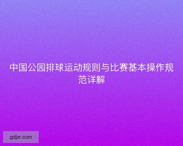 中国公园排球运动规则与比赛基本操作规范详解 中国公园排球运动规则与比赛基本操作规范详解